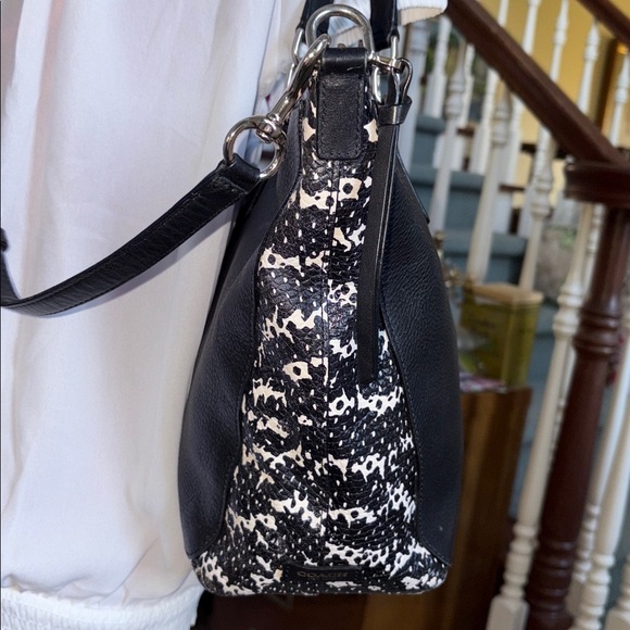 Coach Bleecker 2-tone python black/  white satchel shoulder bag  Italian leather - Picture 5 of 17